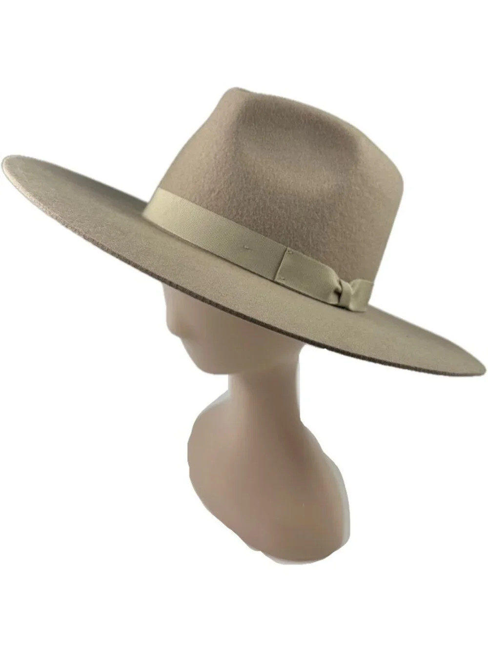 Shyanne Women's Wool Felt Fedora Wide Brim Hat Beige Khaki Western OS NWT